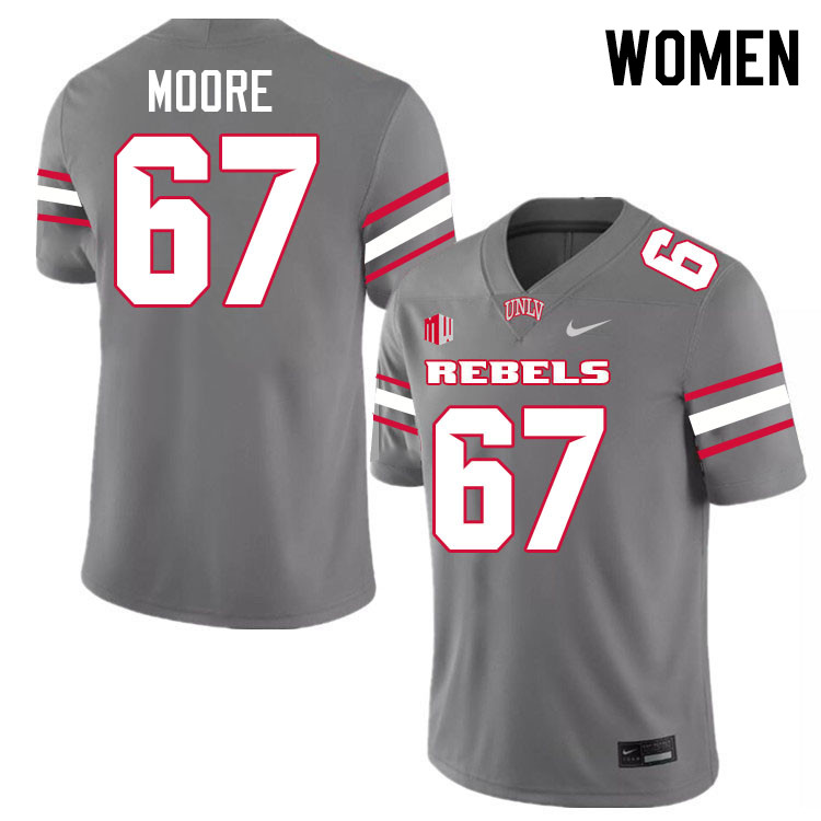 Women #67 Toby Moore UNLV Rebels College Football Jerseys Stitched-Grey